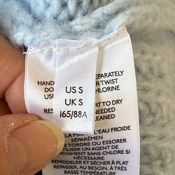 Women's S Anthropologie Ramona Cable-Knit Sweater in Baby Blue - Picture 7 of 9